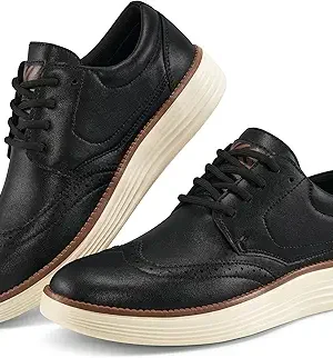 Mens Oxford Dress Shoes: Comfortable PU Leather Business Casual Shoe for Office Work