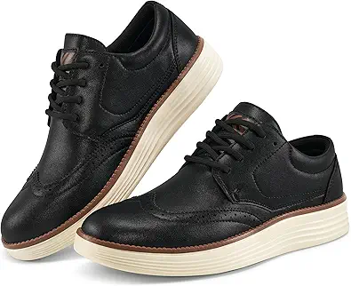 Mens Oxford Dress Shoes: Comfortable PU Leather Business Casual Shoe for Office Work